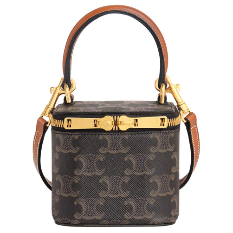 CELINE Миниатюрная женская сумка с панелями из холста и отделкой из телячьей кожи в рыжеватом цвете
CELINE Миниатюрная женская сумка с панелями из холста и отделкой из телячьей кожи в рыжеватом цвете