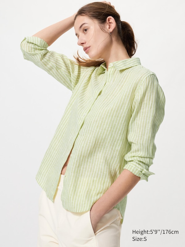 Льняная рубашка (в полоску) Uniqlo, 53 green
Льняная рубашка (в полоску) Uniqlo, 53 green