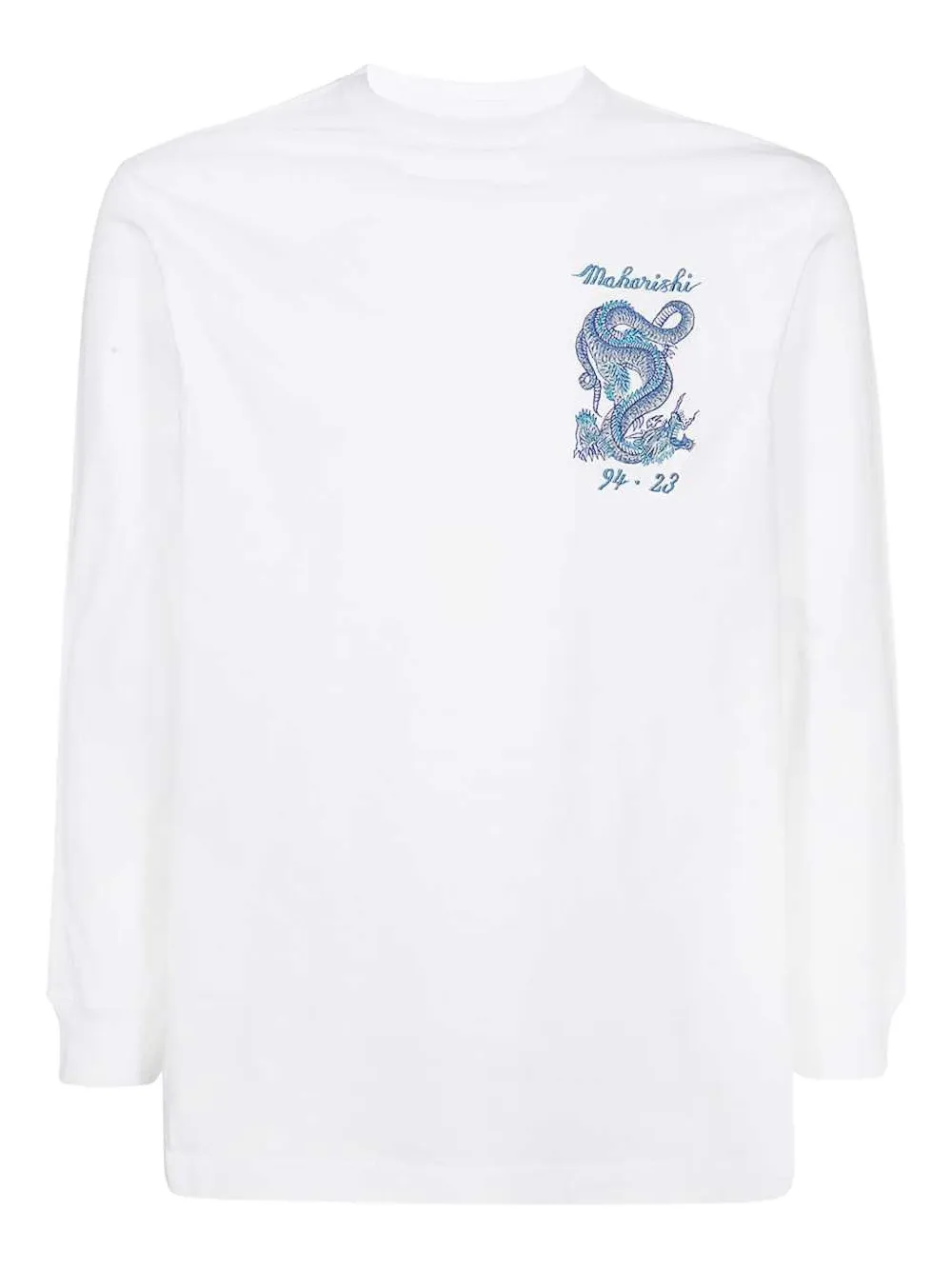 Футболка с длинными рукавами и вышитым драконом Maharishi, белый 
Футболка с длинными рукавами и вышитым драконом Maharishi, белый