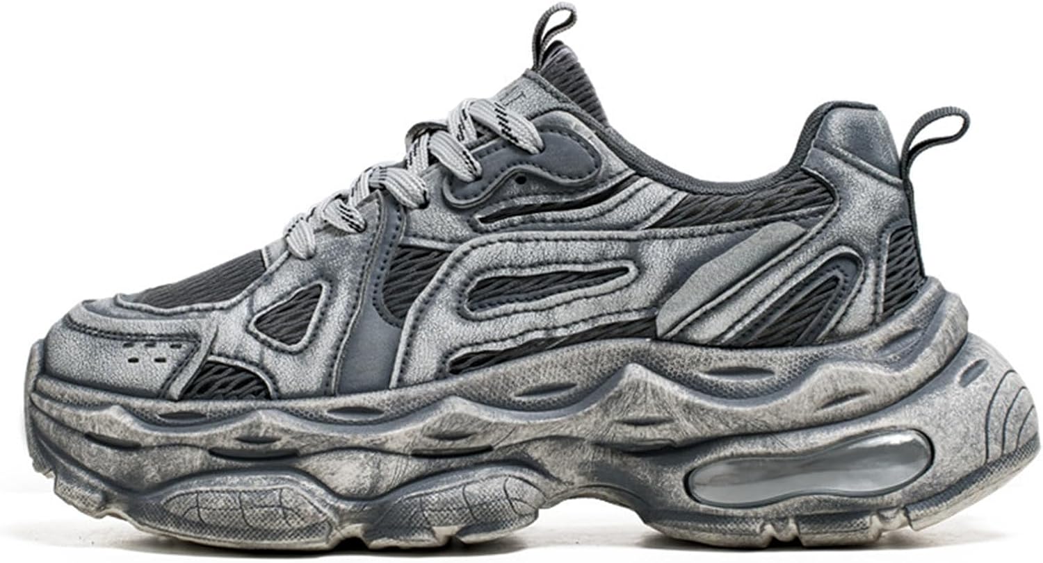 Мужские массивные кроссовки с кожаным и текстильным верхом, шнуровкой, прозрачной амортизационной подошвой, круглый носок, мягкие, легкие, повседневные кроссовки для ежедневного бега и прогулок на улице Tengfeifly, серый
Мужские массивные кроссовки с кожаным и текстильным верхом, шнуровкой, прозрачной амортизационной подошвой, круглый носок, мягкие, легкие, повседневные кроссовки для ежедневного бега и прогулок на улице Tengfeifly, серый