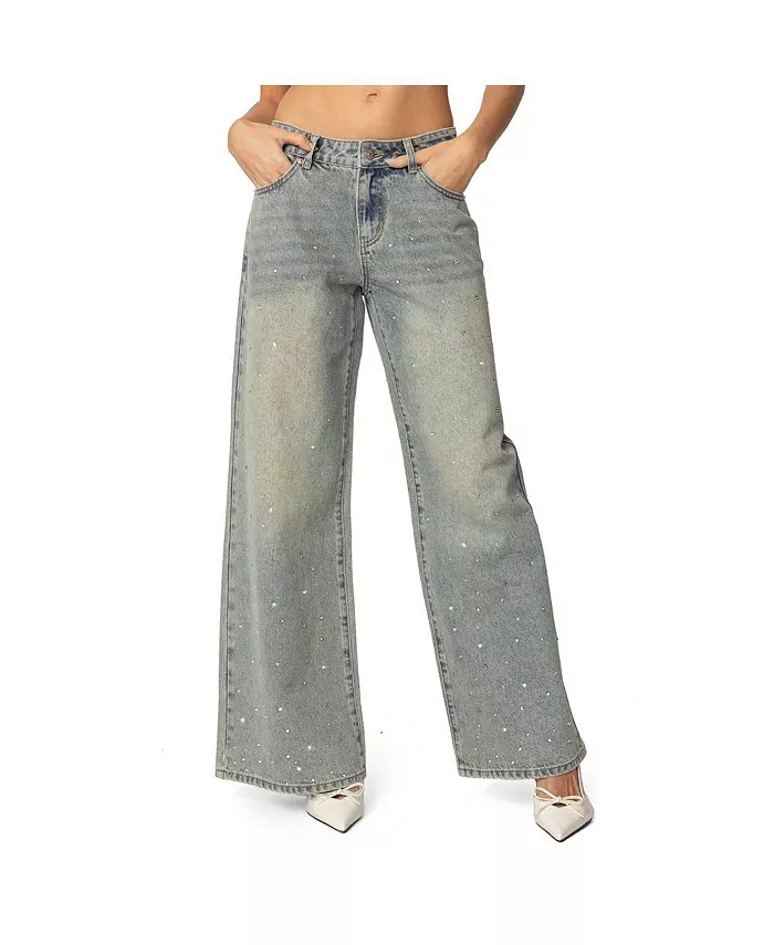 Женские джинсы со стразами и низкой талией Edikted, серый
Женские джинсы со стразами и низкой талией Edikted, серый