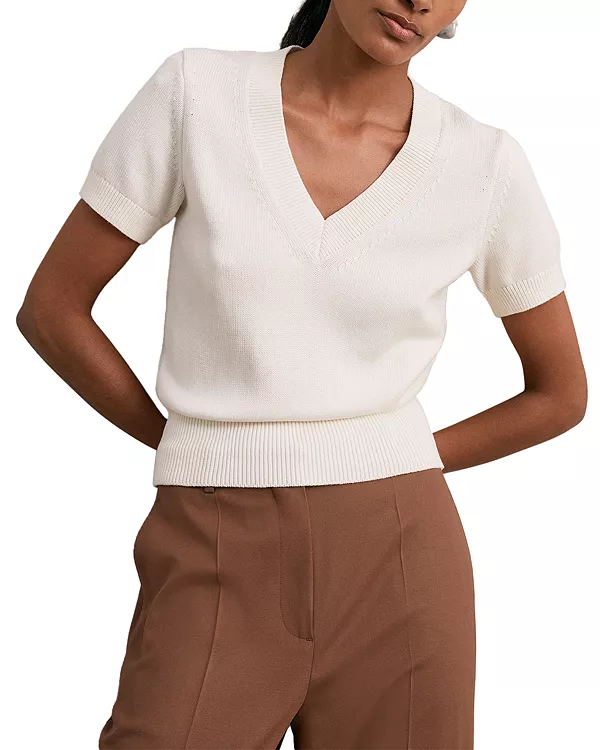 Вязаный свитер с V-образным вырезом Reiss, белый
Вязаный свитер с V-образным вырезом Reiss, белый