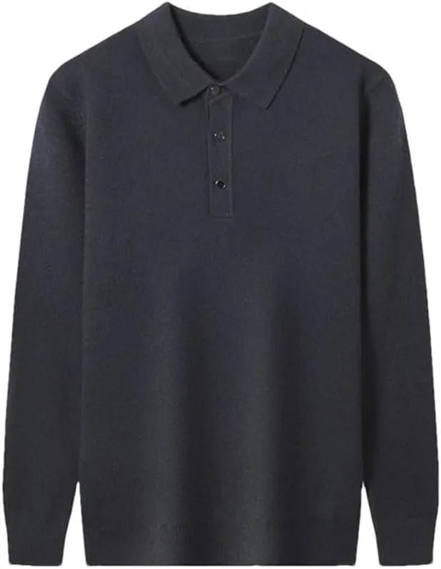 Мужской однотонный деловой вязаный свитер с лацканами и пуговицами
Мужской однотонный деловой вязаный свитер с лацканами и пуговицами