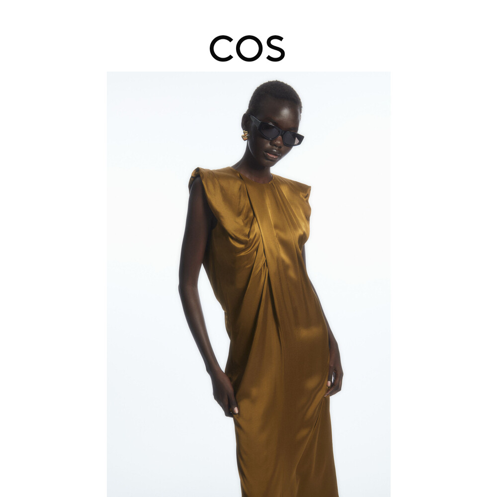 Плиссированное платье Cos с короткими рукавами, коричневый
Плиссированное платье Cos с короткими рукавами, коричневый