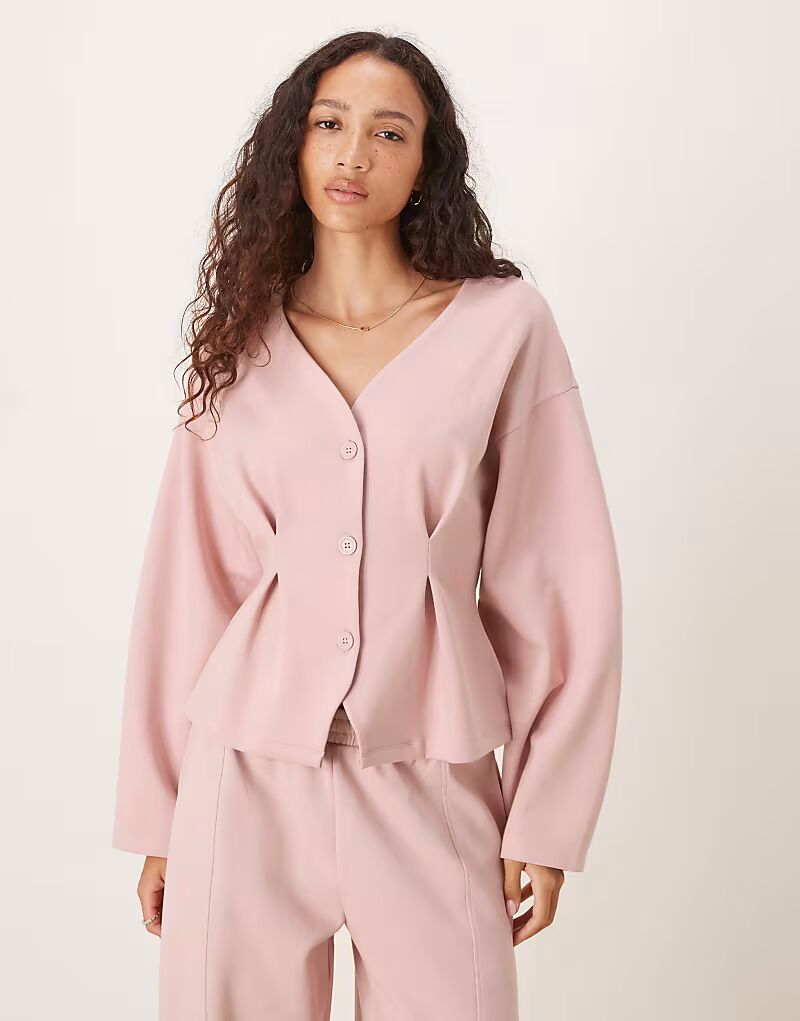 Кардиган из пряжи интерлок розового цвета Asos Design
Кардиган из пряжи интерлок розового цвета Asos Design