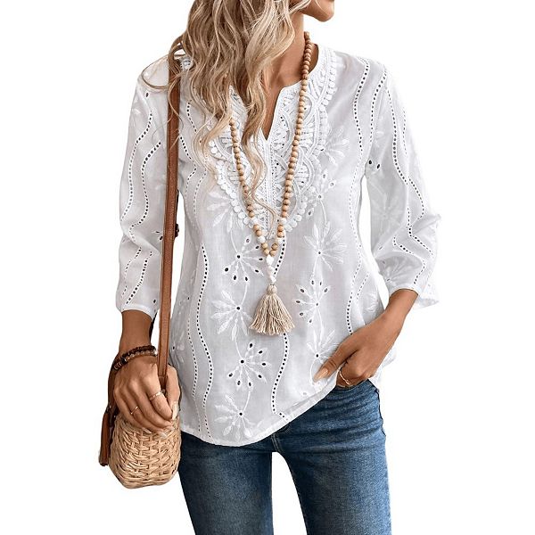 Женская блузка с 3/4 рукавом и вышивкой в стиле бохо Yesfashion, White
Женская блузка с 3/4 рукавом и вышивкой в стиле бохо Yesfashion, White