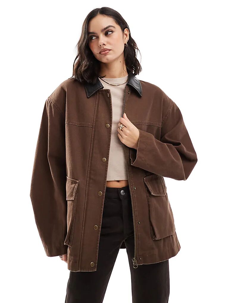 Свободная куртка ASOS DESIGN в грибно-коричневом цвете с воротником из искусственной кожи
Свободная куртка ASOS DESIGN в грибно-коричневом цвете с воротником из искусственной кожи