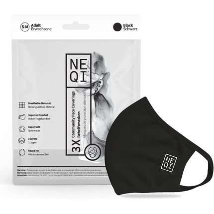 Черная маска для лица NEQI, многоразовая, 3-кратная, унисекс, с 3-слойной защитой, легкая и удобная, S Упаковка из 3 шт
Черная маска для лица NEQI, многоразовая, 3-кратная, унисекс, с 3-слойной защитой, легкая и удобная, S Упаковка из 3 шт