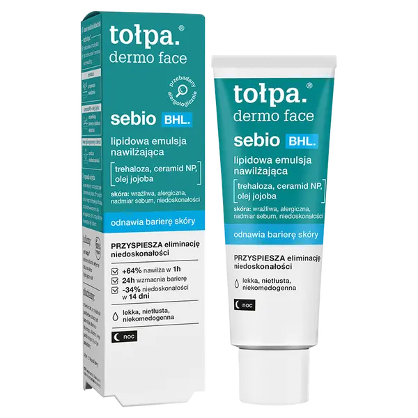 Липидная увлажняющая эмульсия для лица, 40 мл Tołpa Dermo face sebio bhl 
Липидная увлажняющая эмульсия для лица, 40 мл Tołpa Dermo face sebio bhl