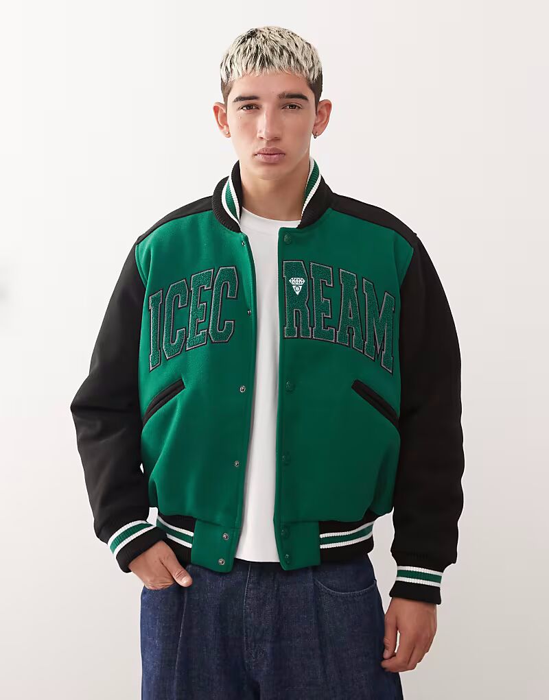 Куртка-бомбер в зелено-черном цвете Icecream
Куртка-бомбер в зелено-черном цвете Icecream