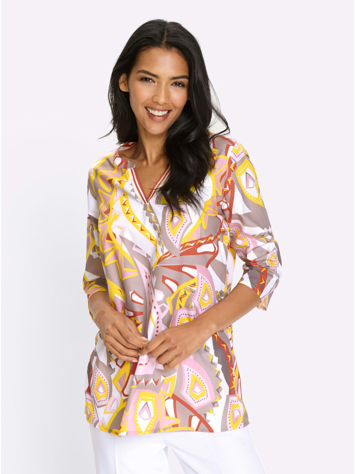 Длинная блузка с принтом солнечно-желтого и экрю Sieh an!
Длинная блузка с принтом солнечно-желтого и экрю Sieh an!