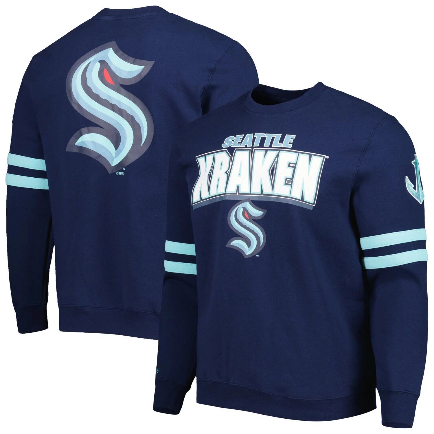 Мужской пуловер с логотипом Mitchell & Ness Deep Sea Seattle Kraken Allover, толстовка
Мужской пуловер с логотипом Mitchell & Ness Deep Sea Seattle Kraken Allover, толстовка