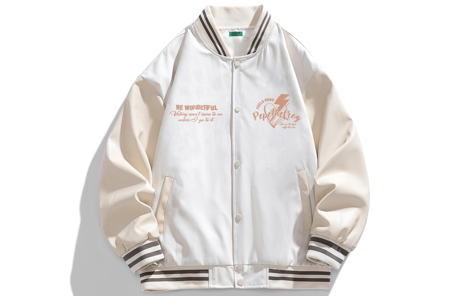 Бейсбольная куртка унисекс Pepe the Frog, Коричневый 
Бейсбольная куртка унисекс Pepe the Frog, Коричневый