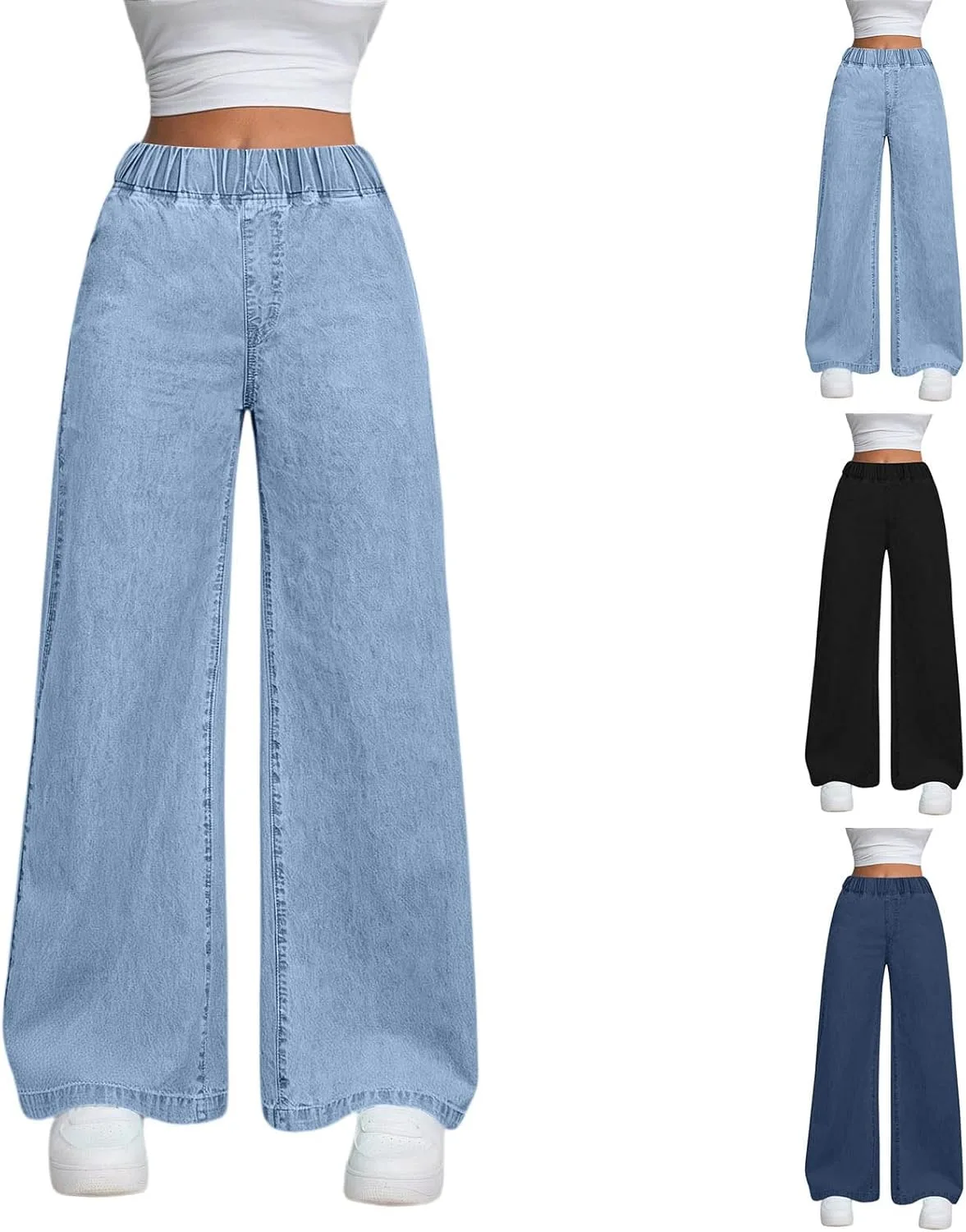 Женские джинсы с высокой талией и широкими штанинами
Женские джинсы с высокой талией и широкими штанинами