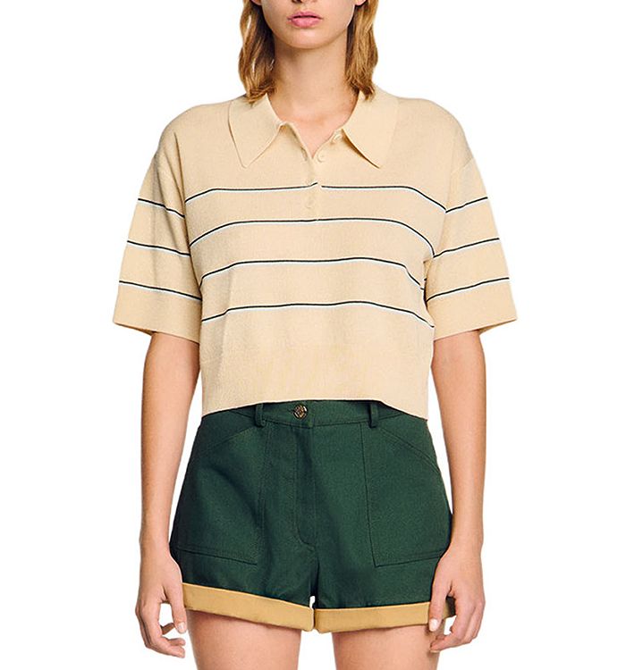 Укороченный полосатый вязаный джемпер Sandro, слоновая кость/кремовый
Укороченный полосатый вязаный джемпер Sandro, слоновая кость/кремовый