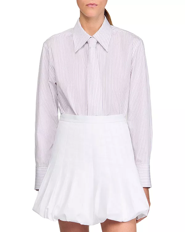 Рубашка в полоску со съемным галстуком Sandro, белый
Рубашка в полоску со съемным галстуком Sandro, белый