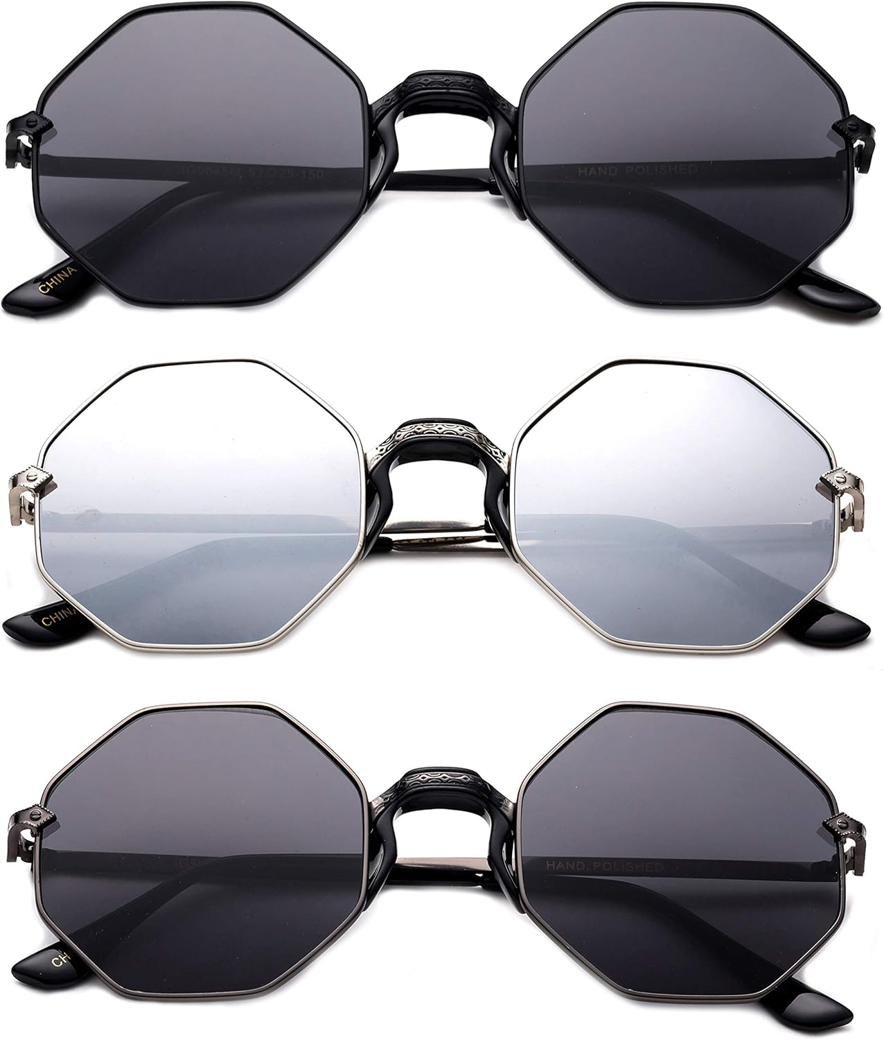 Комплект из 3 восьмиугольных солнцезащитных очков с металлической оправой, удобной пластиковой переносицей, модные солнцезащитные очки для женщин и мужчин Newbee Fashion, 3 Pack Black, Gunmetal & Mirror
Комплект из 3 восьмиугольных солнцезащитных очков с металлической оправой, удобной пластиковой переносицей, модные солнцезащитные очки для женщин и мужчин Newbee Fashion, 3 Pack Black, Gunmetal & Mirror