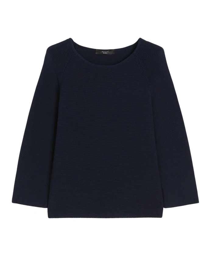 Хлопковый пуловер с вырезом-лодочкой и рукавами реглан. Max Mara, синий
Хлопковый пуловер с вырезом-лодочкой и рукавами реглан. Max Mara, синий