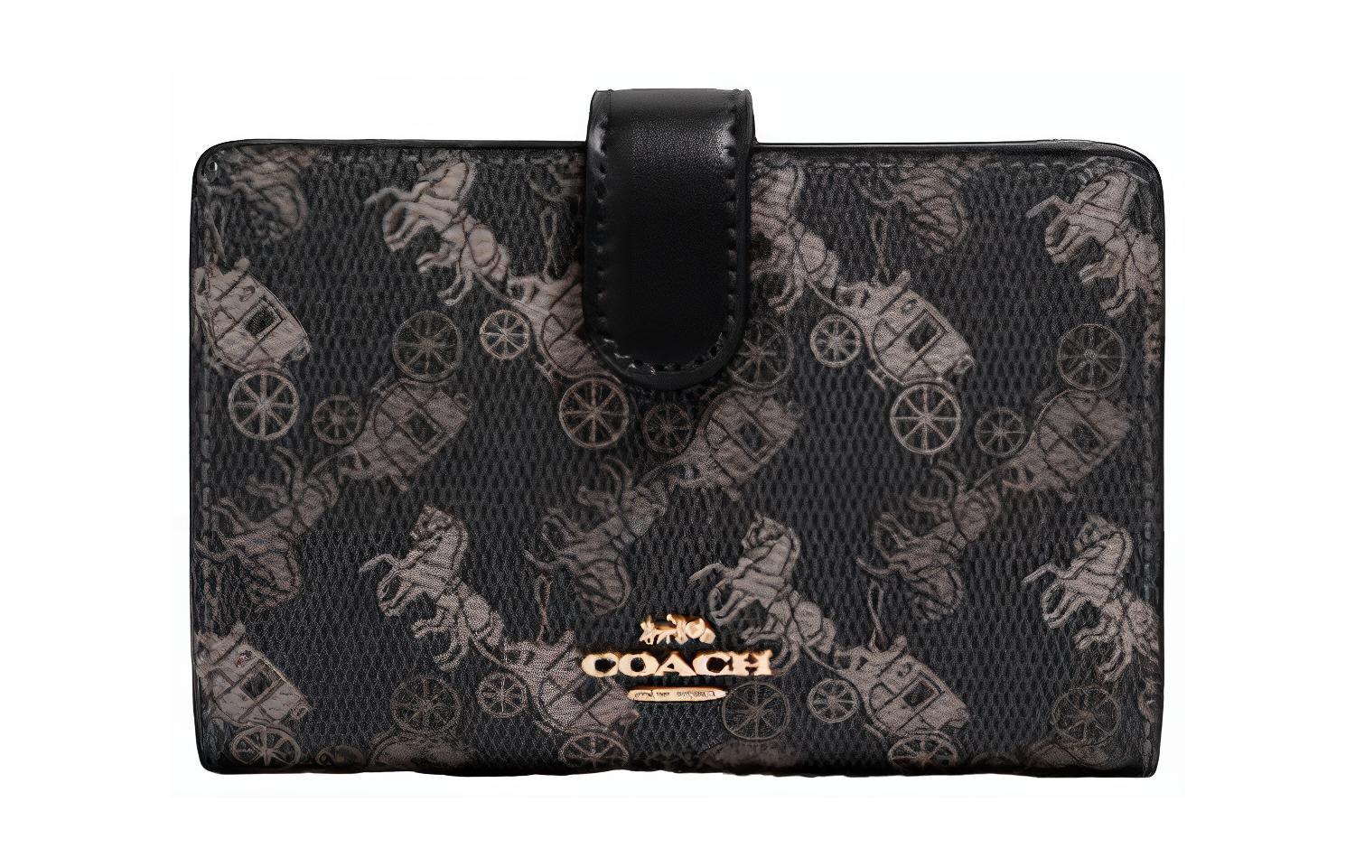 COACH Угловая сумка на молнии из холста с кожаным кошельком среднего размера женская черная
COACH Угловая сумка на молнии из холста с кожаным кошельком среднего размера женская черная
