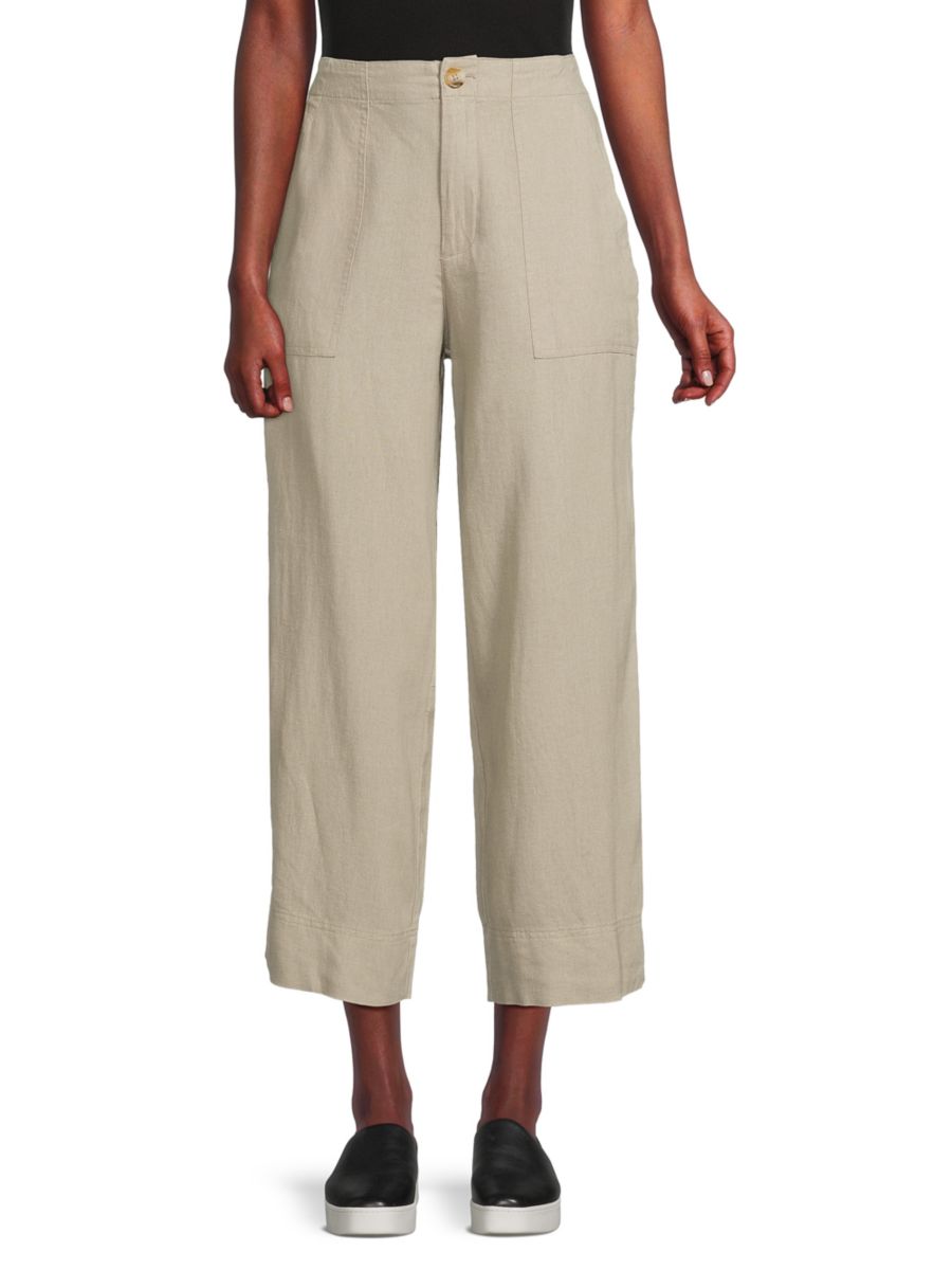 Укороченные льняные брюки широкого кроя DKNY, цвет Vintage Khaki
Укороченные льняные брюки широкого кроя DKNY, цвет Vintage Khaki