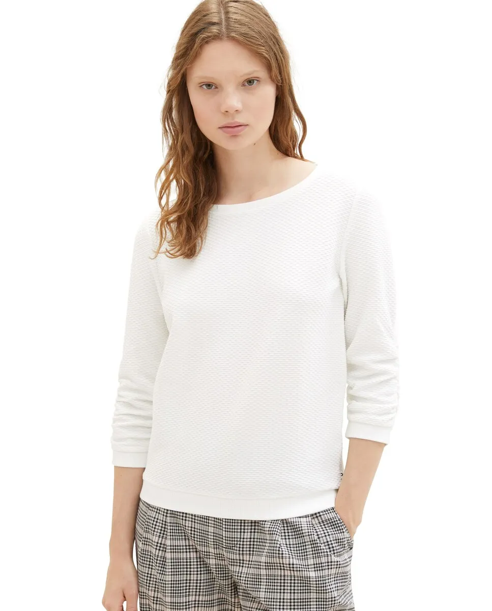 Женская толстовка с однотонными французскими рукавами Tom Tailor, белый
Женская толстовка с однотонными французскими рукавами Tom Tailor, белый