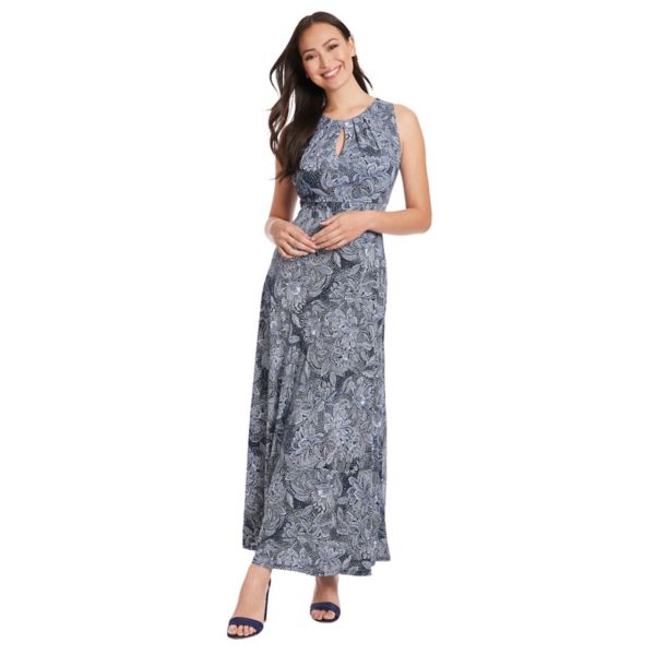 Женское плиссированное платье макси с вырезом-замочной скважиной и принтом падающих листьев London Times, синий
Женское плиссированное платье макси с вырезом-замочной скважиной и принтом падающих листьев London Times, синий