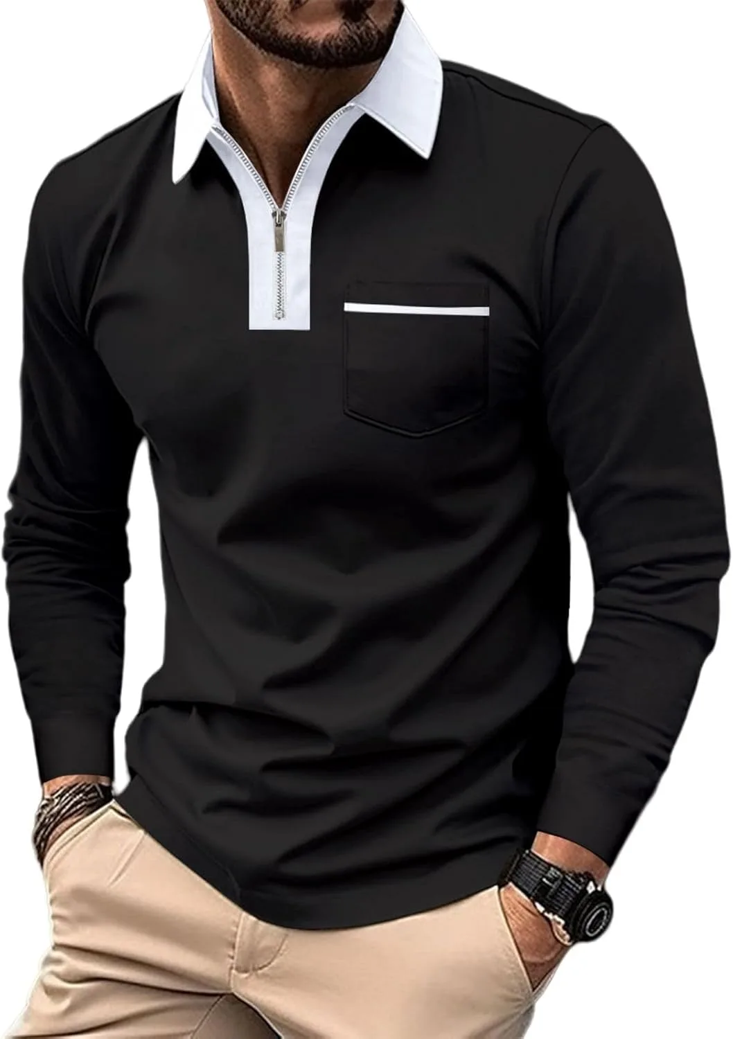 Мужская поло с воротником на молнии, длинный рукав, Slim Fit, Stretch evzosrz
Мужская поло с воротником на молнии, длинный рукав, Slim Fit, Stretch evzosrz