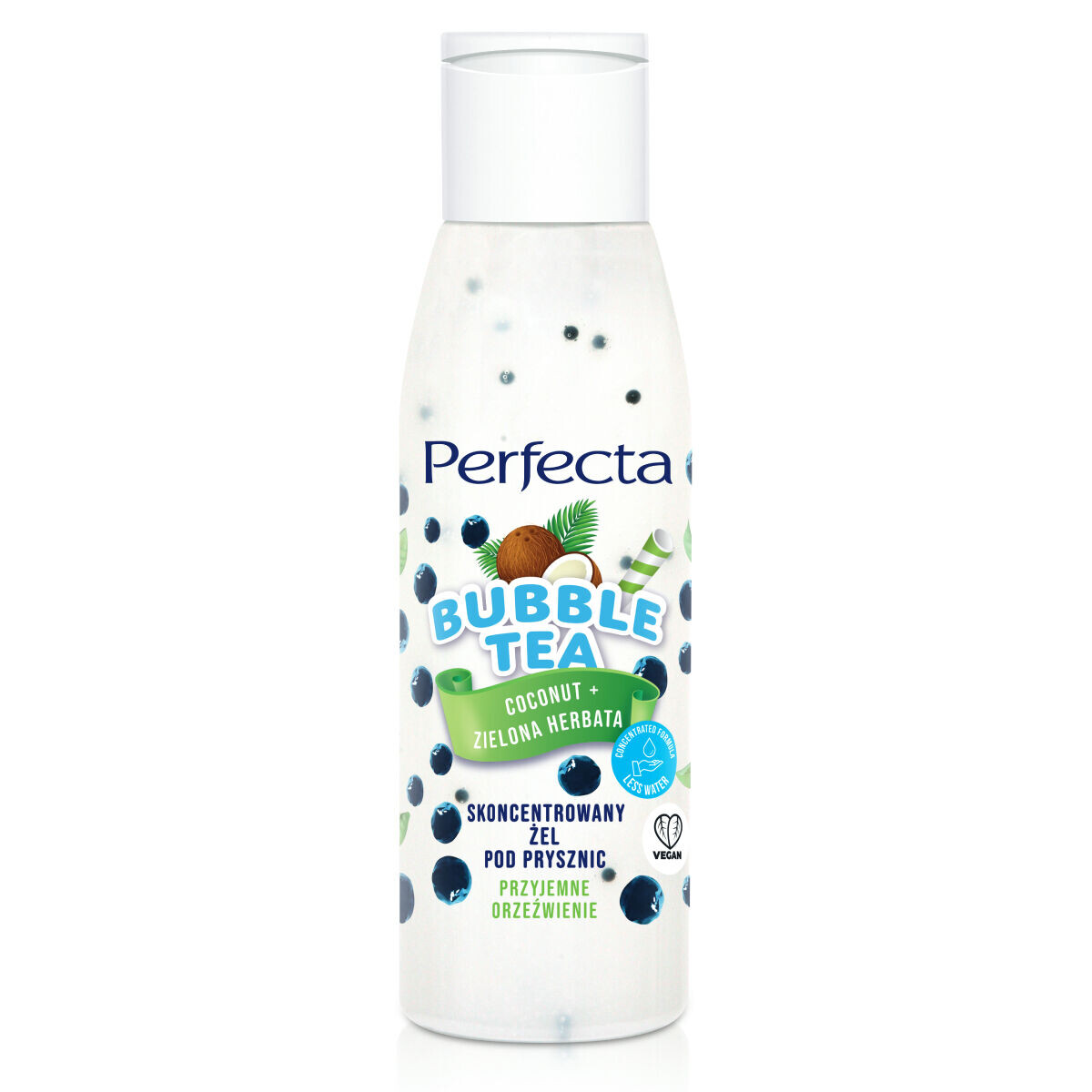 Концентрированный гель для душа с кокосом и зеленым чаем Perfecta Bubble Tea, 100 мл
Концентрированный гель для душа с кокосом и зеленым чаем Perfecta Bubble Tea, 100 мл
