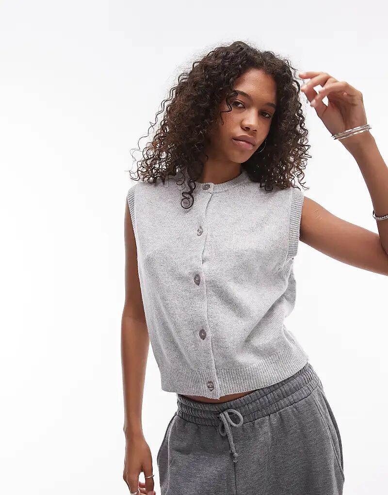 Женский трикотажный топ на пуговицах серого цвета Selected
Женский трикотажный топ на пуговицах серого цвета Selected