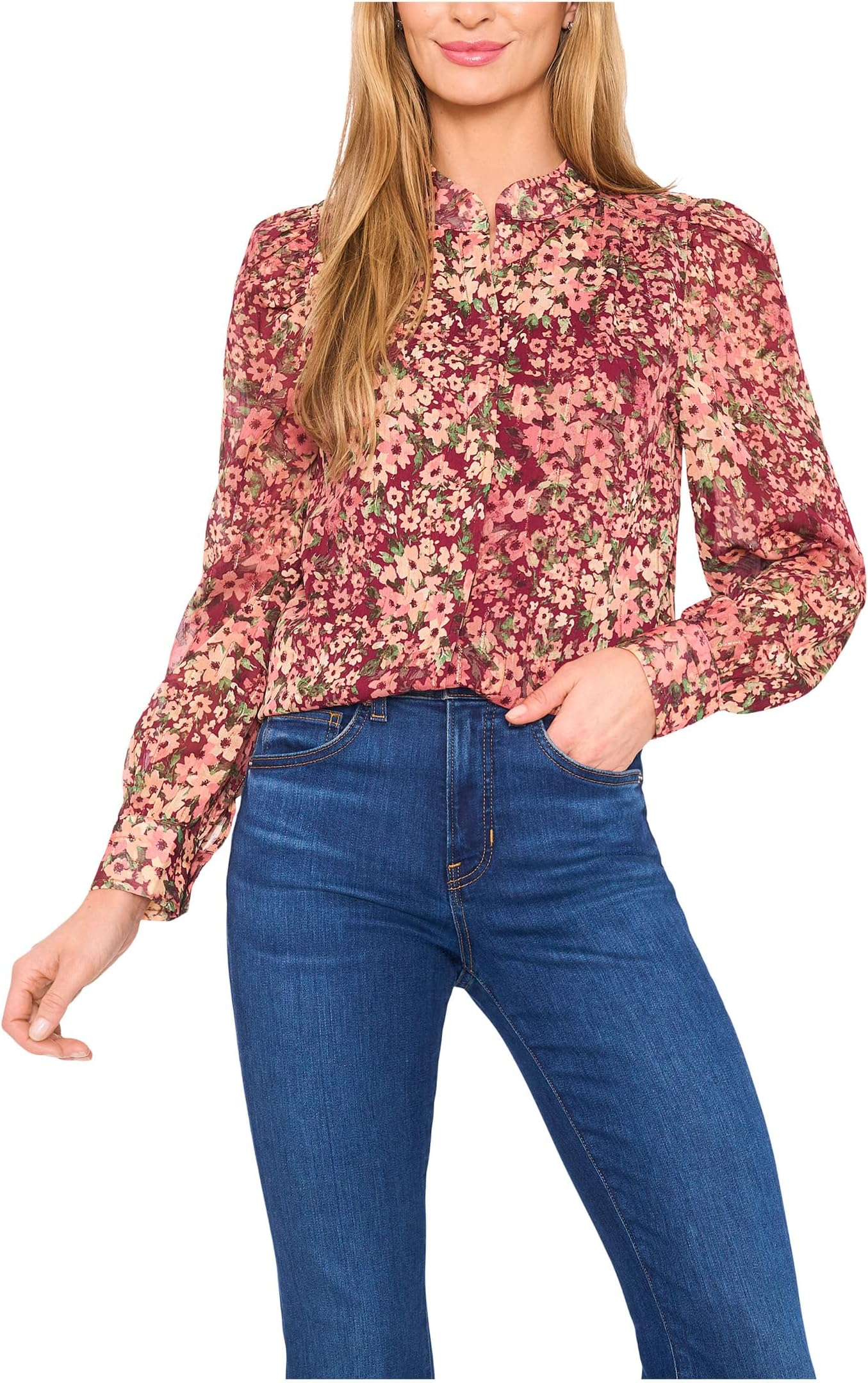 Топ CeCe Long Sleeve Hidden Placket Floral Top, цвет Fresh Berry
Топ CeCe Long Sleeve Hidden Placket Floral Top, цвет Fresh Berry