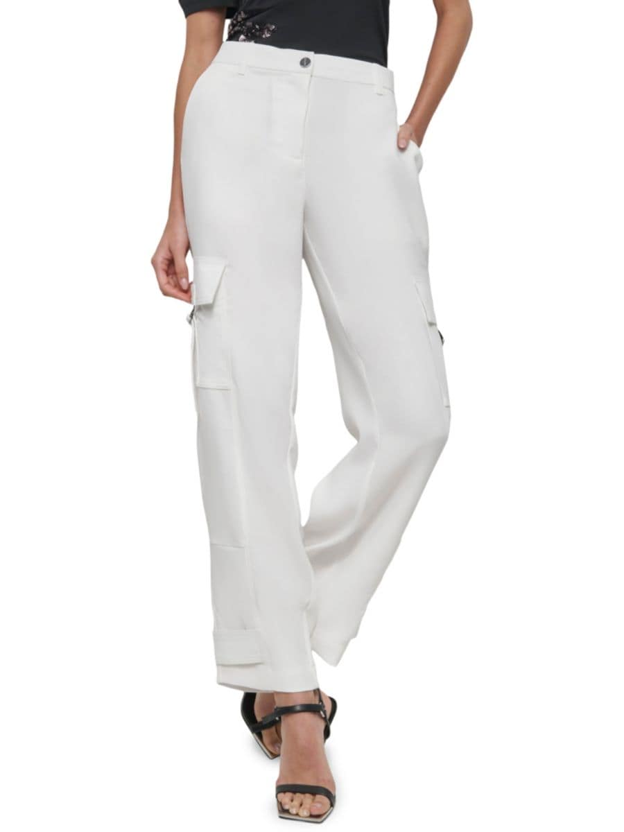 Атласные брюки-карго DKNY, слоновая кость
Атласные брюки-карго DKNY, слоновая кость