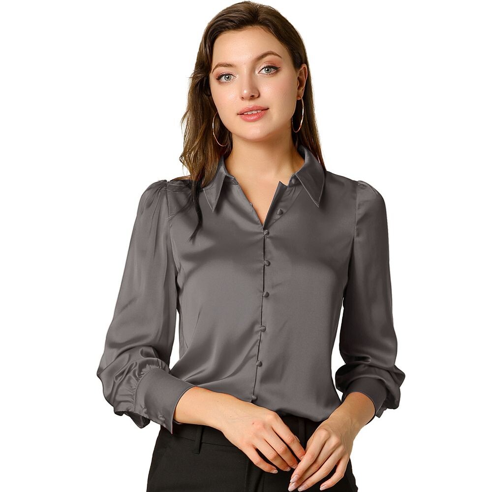 Женская атласная рубашка на пуговицах с длинным рукавом и воротником-стойкой ALLEGRA K, серый
Женская атласная рубашка на пуговицах с длинным рукавом и воротником-стойкой ALLEGRA K, серый