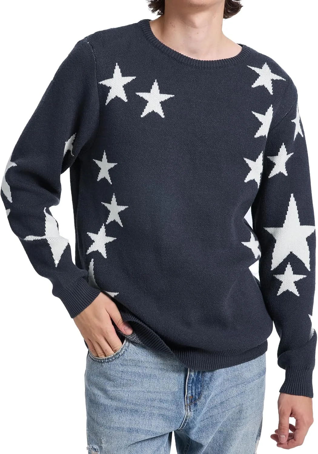 Мужской оверсайз свитер с принтом звезды YEXPINE
Мужской оверсайз свитер с принтом звезды YEXPINE