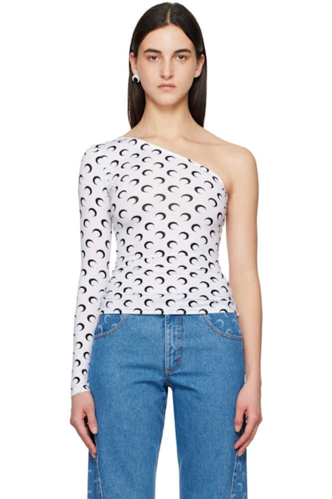 Белая асимметричная футболка из переработанного джерси Moon Jersey Second Skin Marine Serre
Белая асимметричная футболка из переработанного джерси Moon Jersey Second Skin Marine Serre