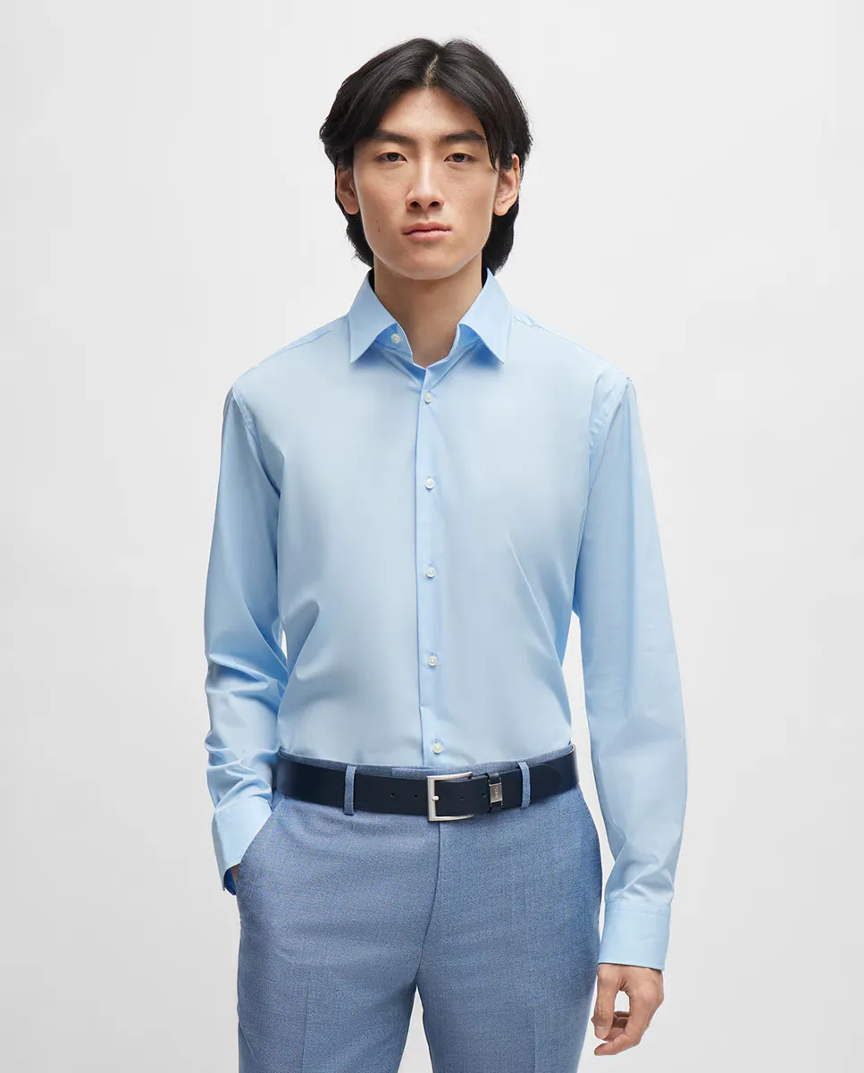 Рубашка стандартного кроя из эластичного хлопкового поплина, который легко выглаживается Boss, голубой
Рубашка стандартного кроя из эластичного хлопкового поплина, который легко выглаживается Boss, голубой