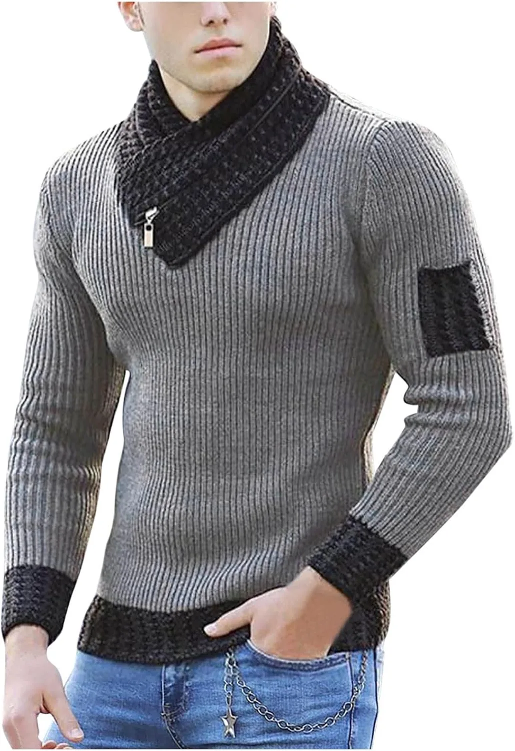 Мужской пуловер с шалью и молнией, кабельная вязка, Slim Fit
Мужской пуловер с шалью и молнией, кабельная вязка, Slim Fit
