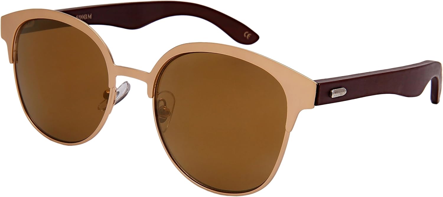 Солнцезащитные очки Edge I-Wear в круглой оправе из бамбукового дерева с зеркальными линзами, женская модель 5110BM-REV EDGEIWEAR, Matte Gold Frame/Solid Brown + Gold Coating Lens
Солнцезащитные очки Edge I-Wear в круглой оправе из бамбукового дерева с зеркальными линзами, женская модель 5110BM-REV EDGEIWEAR, Matte Gold Frame/Solid Brown + Gold Coating Lens