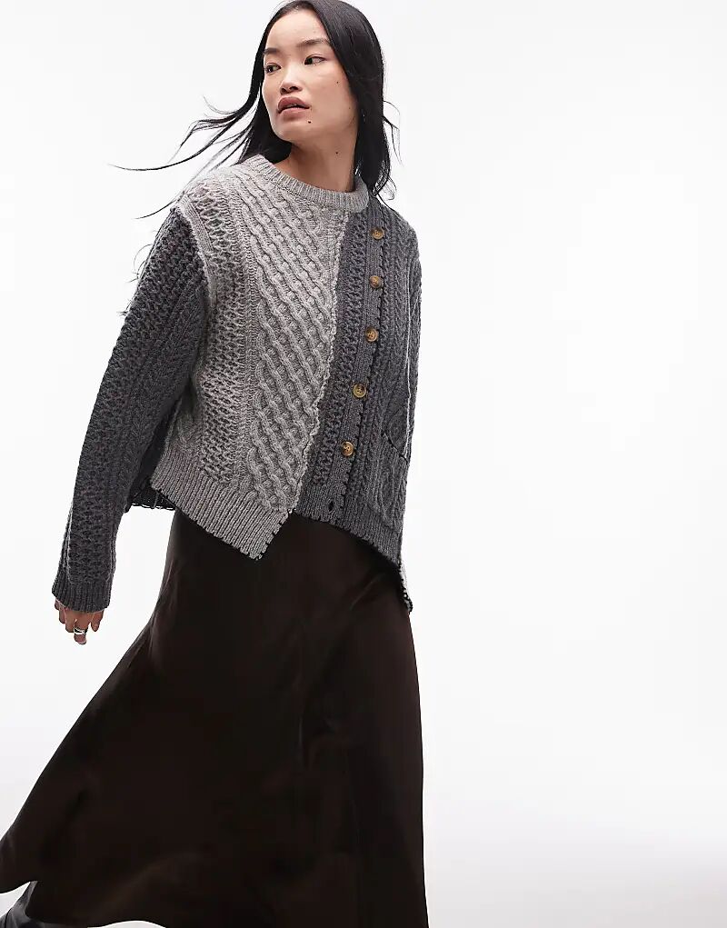 Вязаный кардиган из 100% шерсти премиум-класса с асимметричными косами в разноцветном цвете Topshop
Вязаный кардиган из 100% шерсти премиум-класса с асимметричными косами в разноцветном цвете Topshop