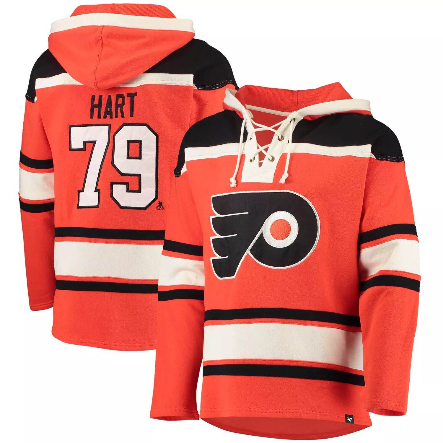 Мужская толстовка с капюшоном и шнуровкой с именем и номером игрока Carter Hart Orange Philadelphia Flyers '47
Мужская толстовка с капюшоном и шнуровкой с именем и номером игрока Carter Hart Orange Philadelphia Flyers '47