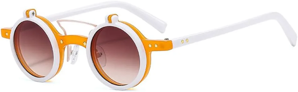 Круглые панк-солнцезащитные очки для женщин и мужчин с двойной перемычкой, защитой от УФ-излучения UV400, откидными линзами и заклепками UYPTK, Orange White Tea
Круглые панк-солнцезащитные очки для женщин и мужчин с двойной перемычкой, защитой от УФ-излучения UV400, откидными линзами и заклепками UYPTK, Orange White Tea