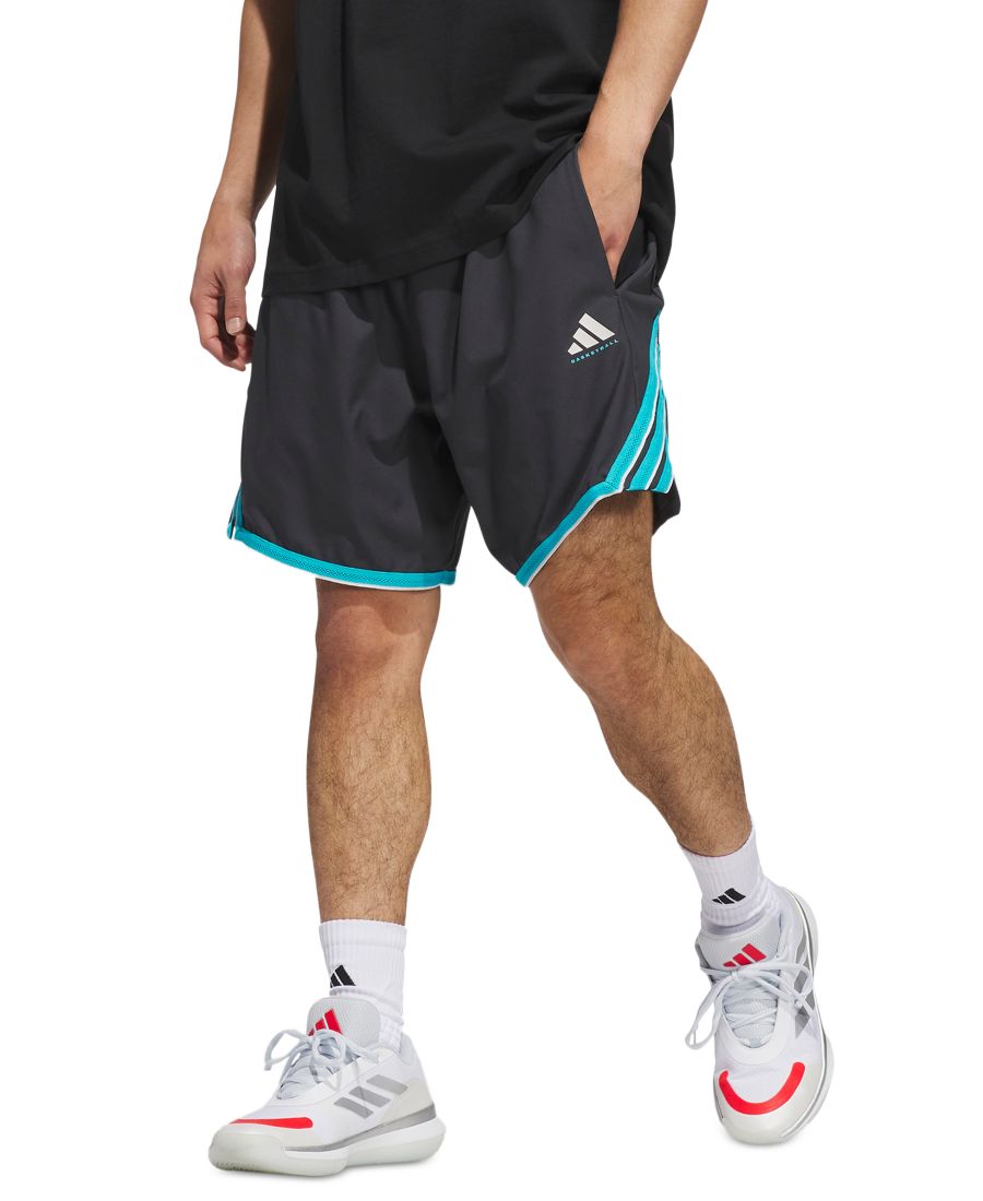 Мужские шорты с логотипом в виде трех полосок Adidas, Carbon/Cyan
Мужские шорты с логотипом в виде трех полосок Adidas, Carbon/Cyan