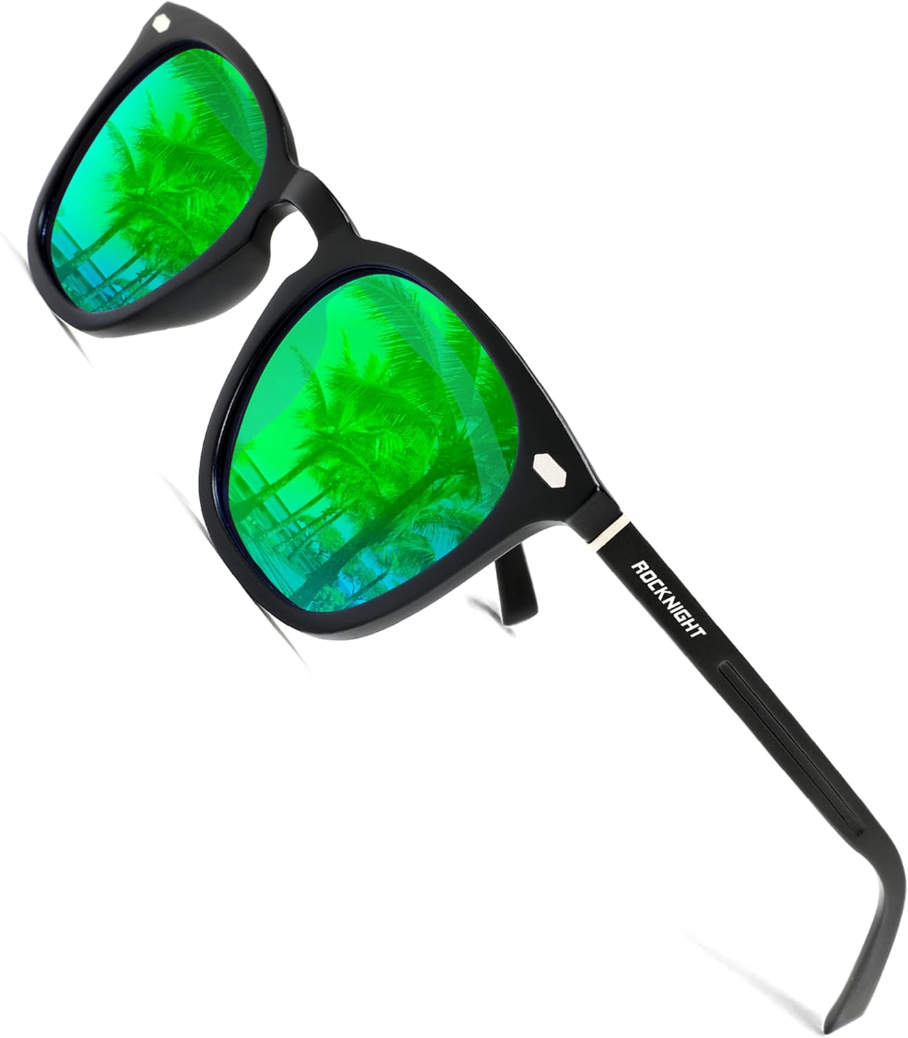 Поляризованные солнцезащитные очки для вождения ROCKNIGHT с защитой UV400, легкая оправа из алюминия и магния, для активного отдыха и повседневной носки, Black Frame/Mirrored Green Lens
Поляризованные солнцезащитные очки для вождения ROCKNIGHT с защитой UV400, легкая оправа из алюминия и магния, для активного отдыха и повседневной носки, Black Frame/Mirrored Green Lens