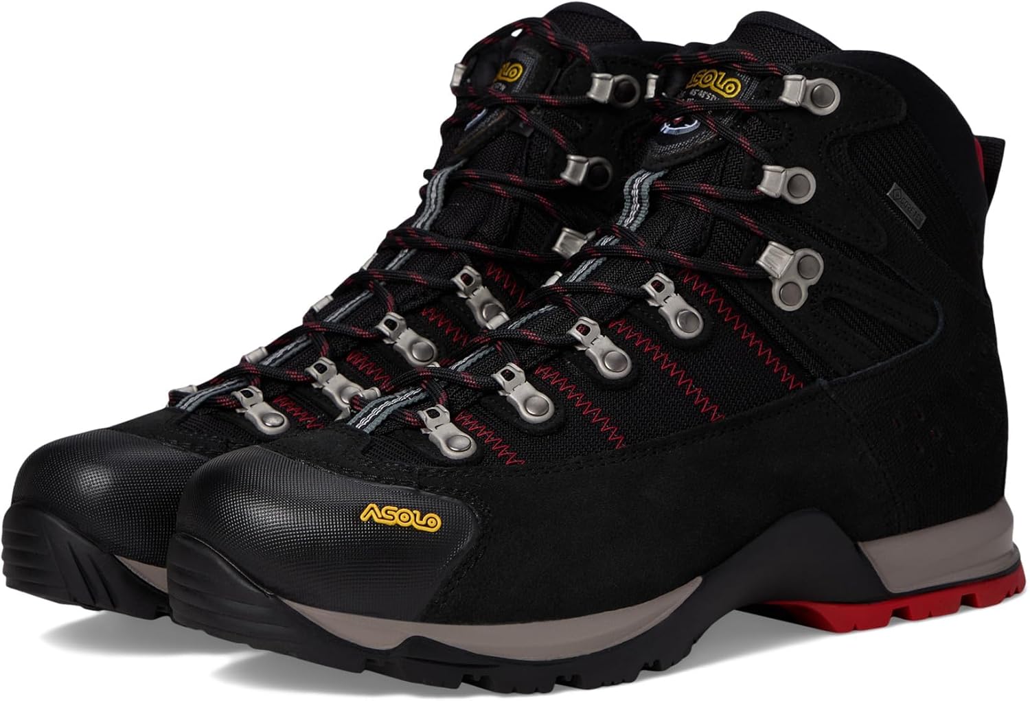 Мужские трекинговые ботинки ASOLO FUGITIVE GTX с водоотталкивающей и дышащей замшево-нейлоновой верхней частью, низкой посадкой на щиколотке, резиновый носок, черный/красный
Мужские трекинговые ботинки ASOLO FUGITIVE GTX с водоотталкивающей и дышащей замшево-нейлоновой верхней частью, низкой посадкой на щиколотке, резиновый носок, черный/красный