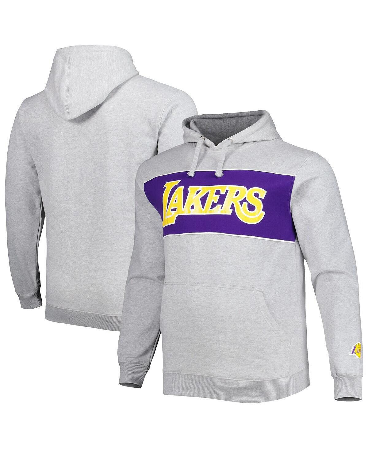 Мужской пуловер с капюшоном с логотипом Heather Grey Los Angeles Lakers Big and Tall с надписью Fanatics 
Мужской пуловер с капюшоном с логотипом Heather Grey Los Angeles Lakers Big and Tall с надписью Fanatics