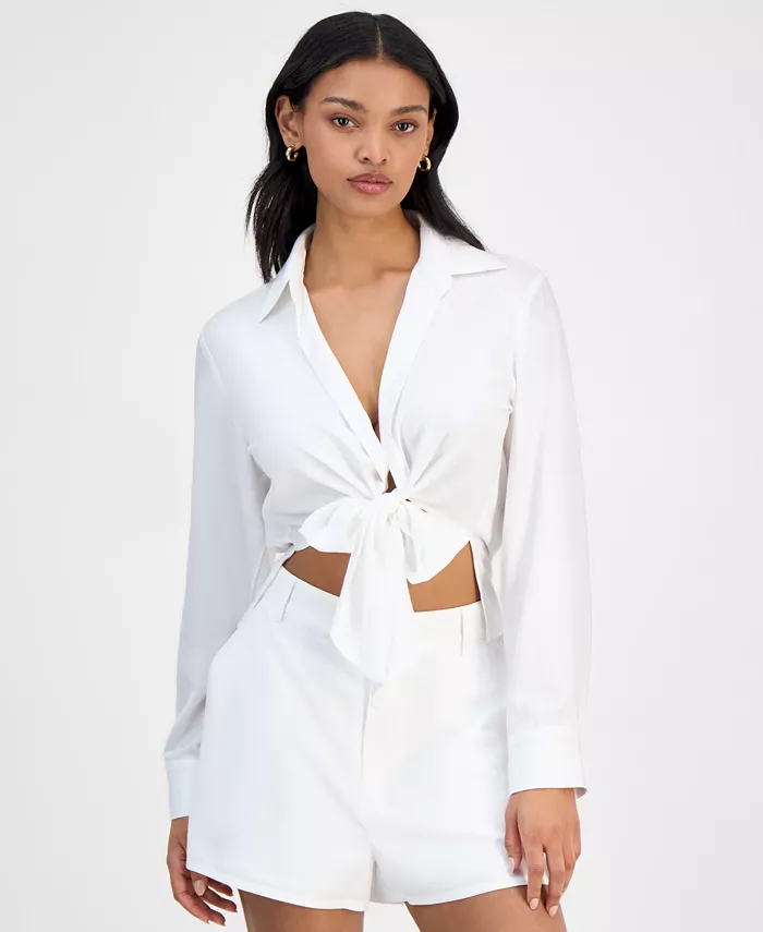 Женская блузка с воротником и завязками на подоле Bar III, белый
Женская блузка с воротником и завязками на подоле Bar III, белый