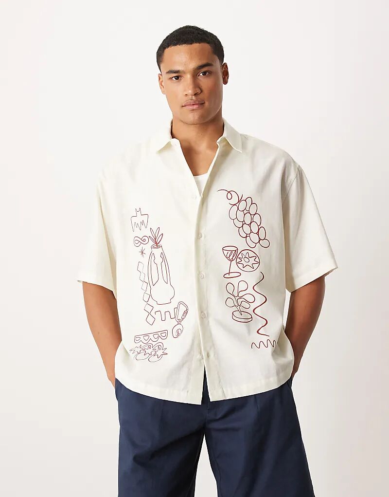 Рубашка свободного кроя ASOS DESIGN бежевого цвета с принтом
Рубашка свободного кроя ASOS DESIGN бежевого цвета с принтом