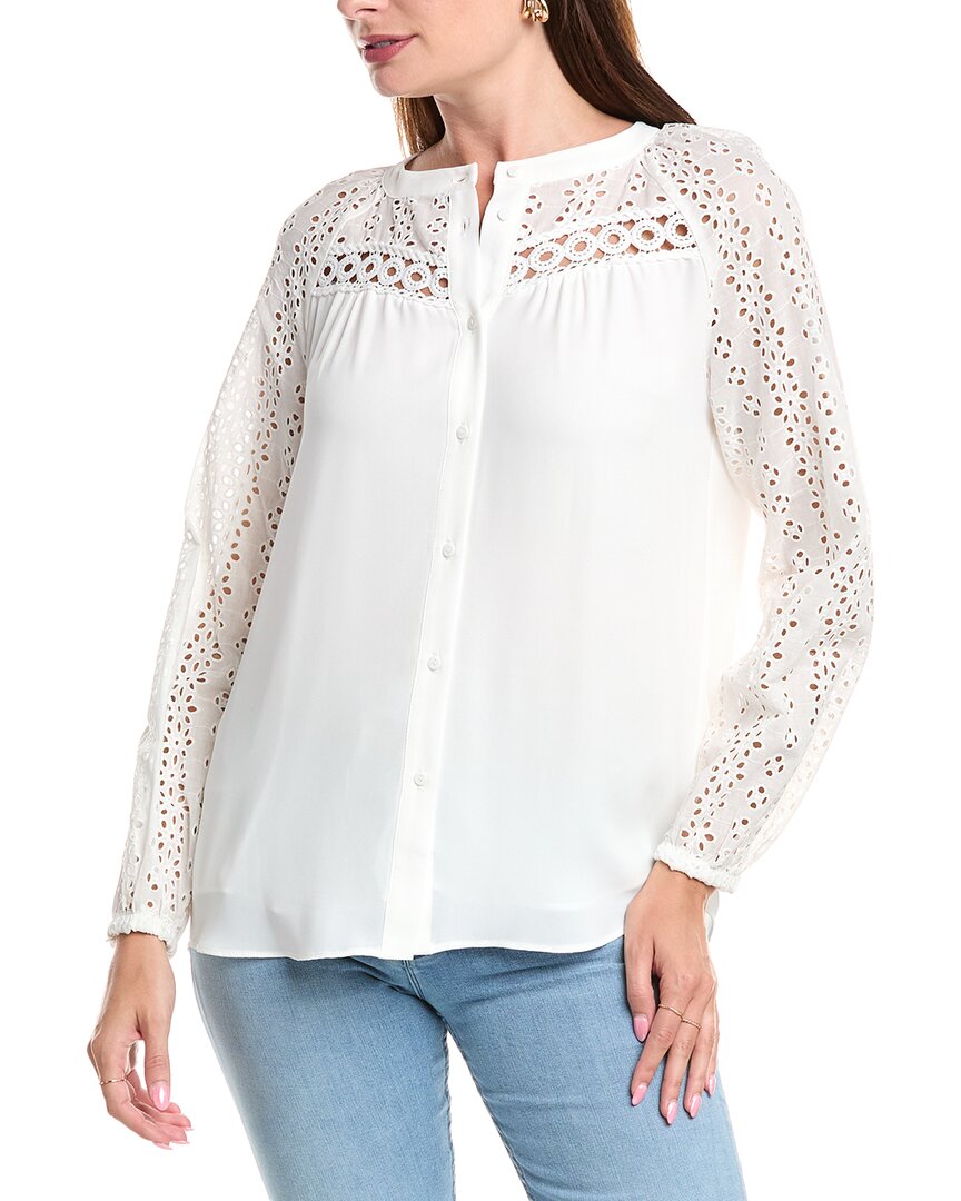 T Tahari Блузка с вышивкой, белый
T Tahari Блузка с вышивкой, белый