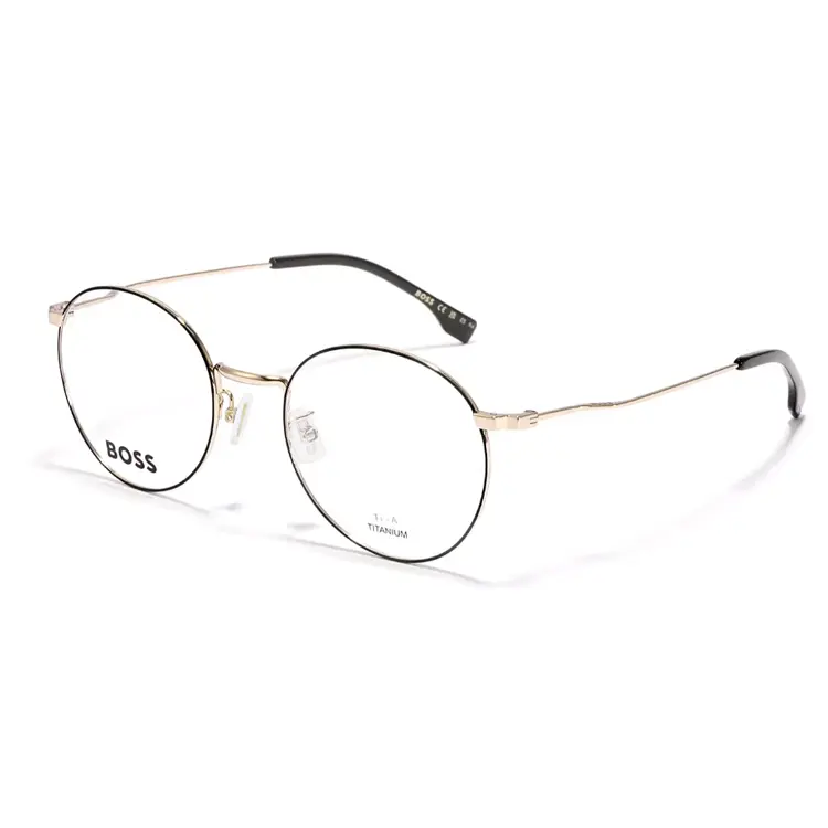 HUGO BOSS Титановая круглая оправа для очков унисекс черная, Black 
HUGO BOSS Титановая круглая оправа для очков унисекс черная, Black
