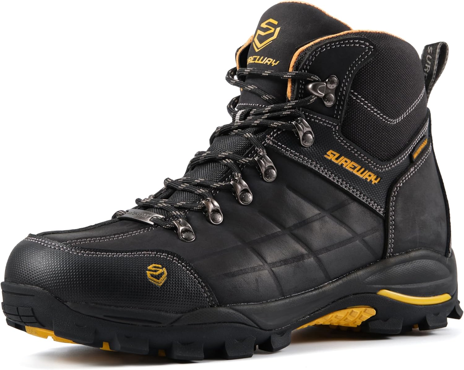 Мужские ботинки SUREWAY с мягким/стальным носком, водонепроницаемые, прочные - кожа, шнуровка, устойчивая к маслу и скольжению подошва с двойной плотностью, комфортные, класс защиты EH, черный
Мужские ботинки SUREWAY с мягким/стальным носком, водонепроницаемые, прочные - кожа, шнуровка, устойчивая к маслу и скольжению подошва с двойной плотностью, комфортные, класс защиты EH, черный