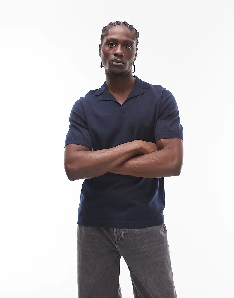 Рубашка Topman с короткими рукавами и открытым воротом темно-синего цвета
Рубашка Topman с короткими рукавами и открытым воротом темно-синего цвета